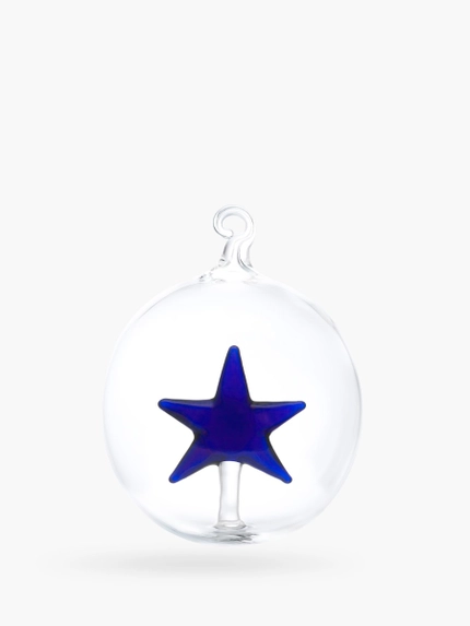 Glass Bauble - Blue Star
